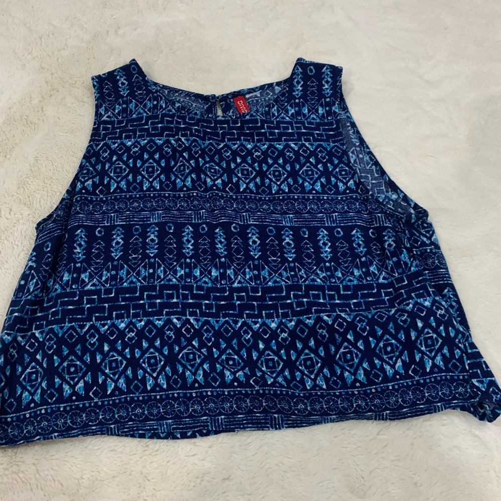 H&M blue small tank crop top with open back